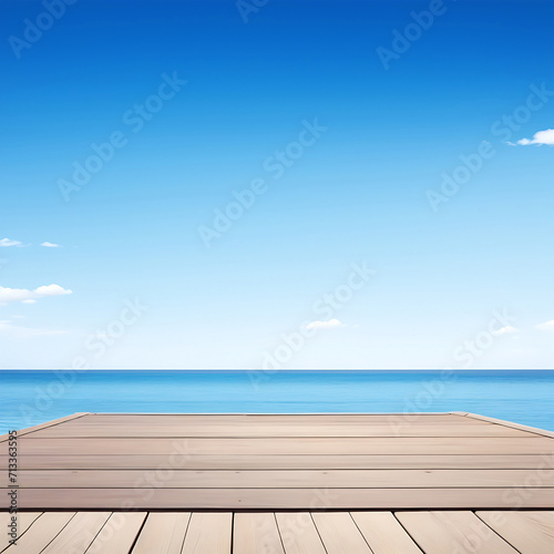 Blank Wooden Table  Sea View