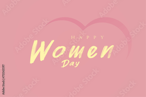 Pink pedestal heart on pink background with Happy Women s day concept design  women s day in vector  illustration for product demonstration