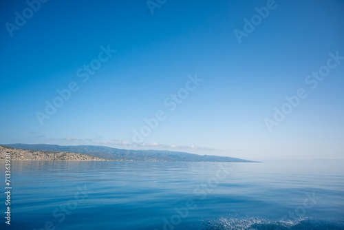 The coastline of the Peloponnese, Greece on the Saronic Sea