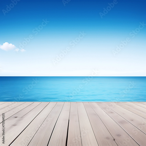 Blank Wooden Table  Sea View
