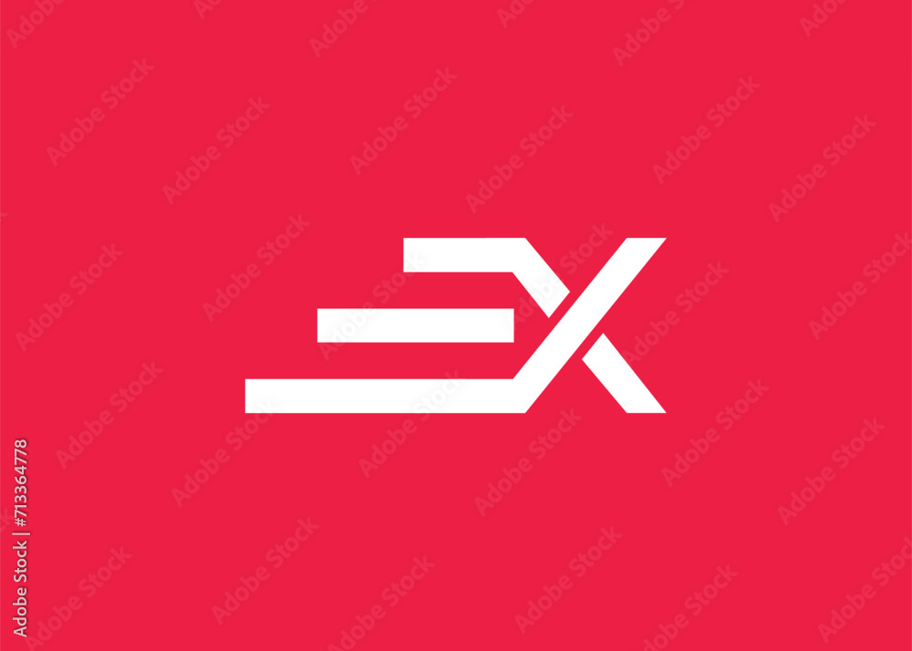 Fototapeta premium Letter E X monogram logo design vector template