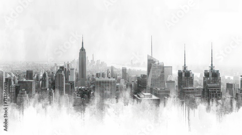 a black and white photo of a cityscape with a lot of tall buildings in the middle of it.