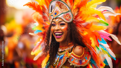 Portrait of a beautiful woman in a costume at the carnival in Rio de Janeiro  Generative AI