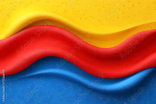 Dynamic Color Symphony: A Captivating Series of Abstract Backgrounds featuring Flowing Waves in Grainy Yellow, Blue, and Red Tones. Dark Noise Texture for Unique Cover, Header, and Wallpaper Designs.