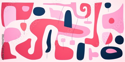 Pink abstract simple shapes, style of Matisse
