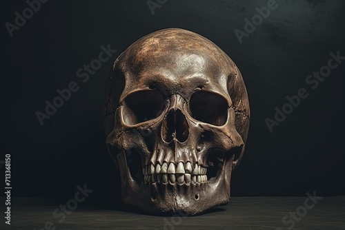 An image depicting a skull with a gloomy expression. Generative AI