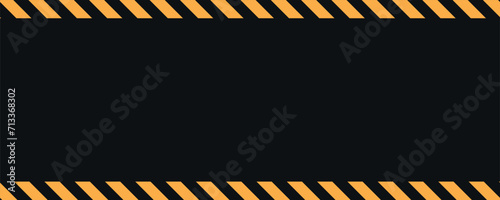 Black and yellow warning line striped rectangular background. A warning to be careful of the potential danger vector template sign border
