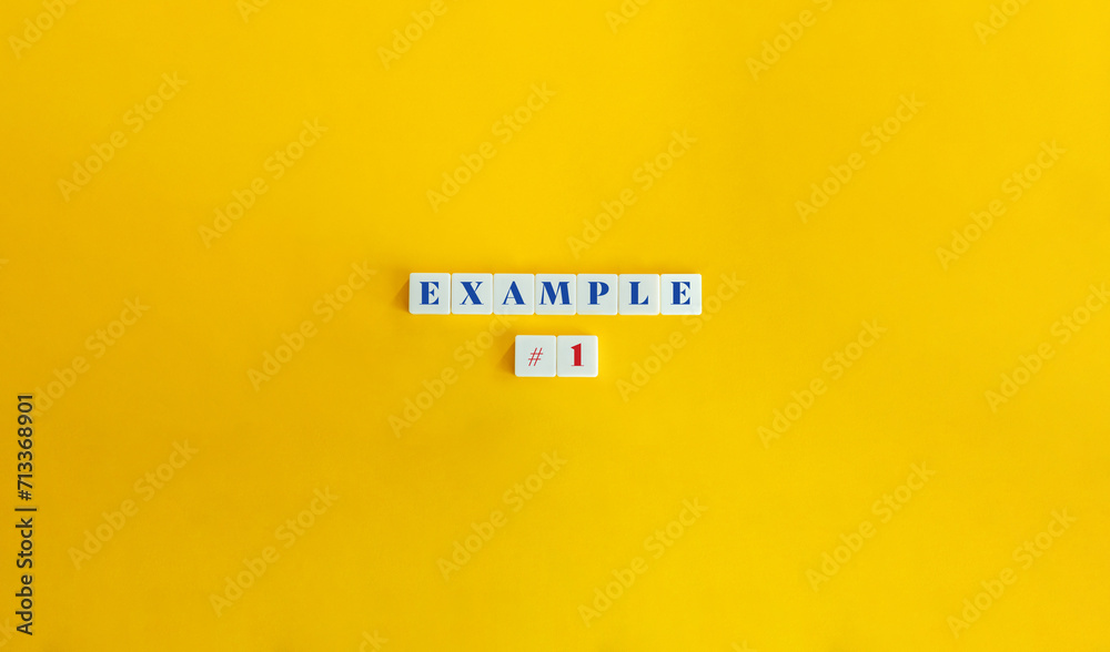 Example 1 Banner. Text on Block Letter Tiles on Yellow Background. Minimalist Aesthetic. Example 1 Banner. Text on Block Letter Tiles on Yellow Background. Minimalist Aesthetic.