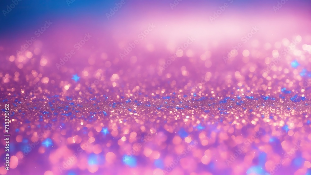 Abstract Pink, Blue and Golden glitter lights Gold glitter dust texture dark background