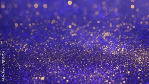 Abstract Purple, Blue and Golden glitter lights Gold glitter dust texture dark background
