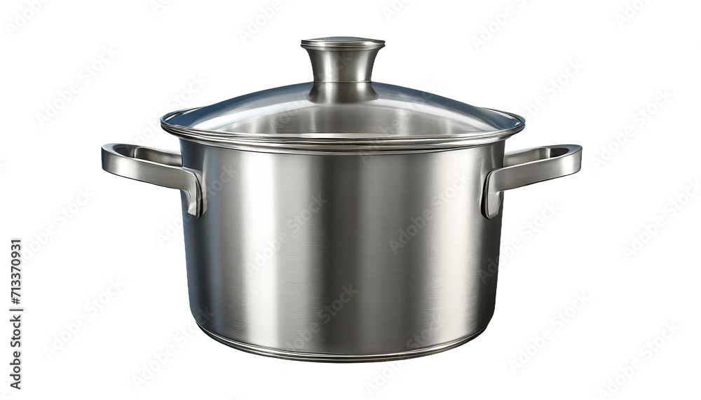 stainless steel cooking pot isolated on transparent background.