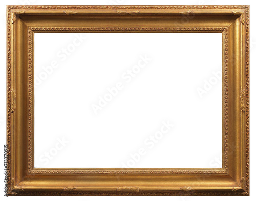 Golden picture frame on a transparent background, in PNG format.