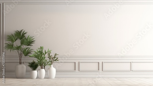 empty blank wall mockup, modern minimalistic interior, beautiful mockup for art painting or similar, generative AI © ASA Creative