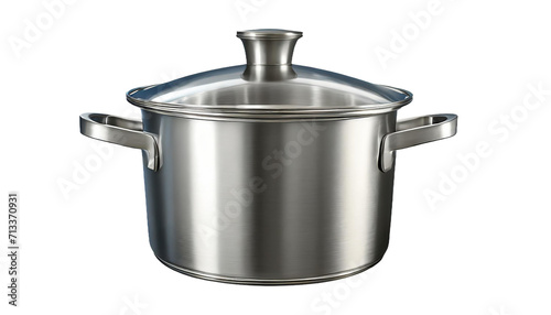 stainless steel cooking pot isolated on transparent background.