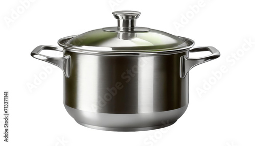 stainless steel cooking pot isolated on transparent background.