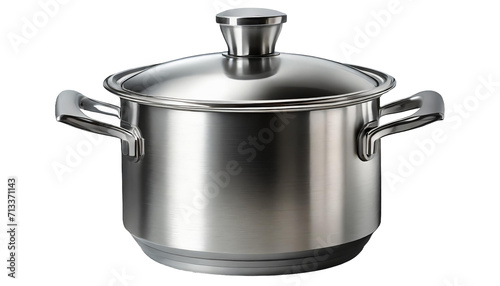 stainless steel cooking pot isolated on transparent background.