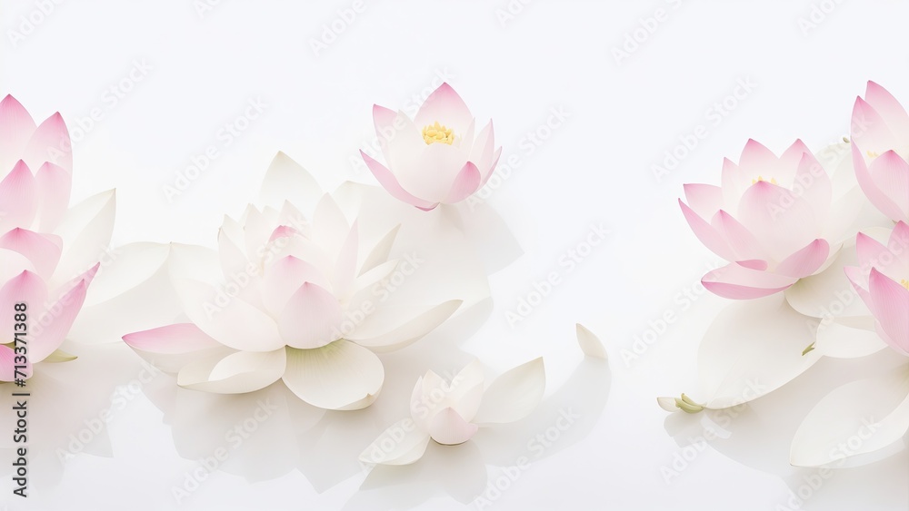 Beautiful Lotus flowers on white surface