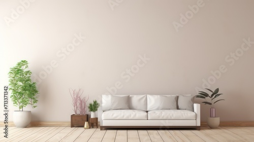empty blank wall mockup, modern minimalistic interior, beautiful mockup for art painting or similar, generative AI © ASA Creative