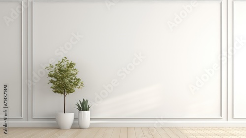 empty blank wall mockup  modern minimalistic interior  beautiful mockup for art painting or similar  generative AI