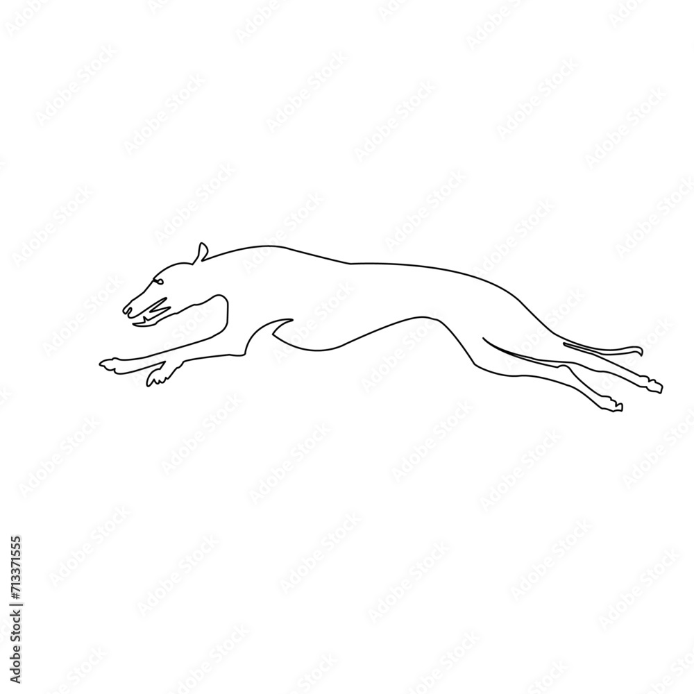 Fototapeta premium Single line vector drawing of fastest dog