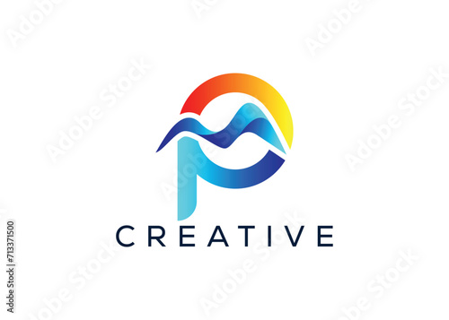 Free Download Minimal Letter P mountain logo design vector template. Initial Letter P hill vector logo - GFXLoad