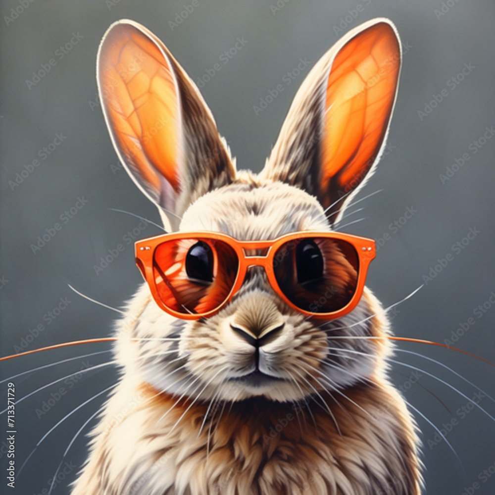 portrait of a rabbit in sunglasses