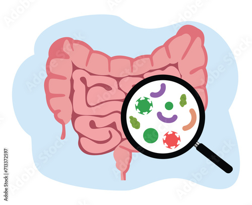 Proctologist or Colonoscopy Illustration with a Doctor Examines of the Colon and Harmful Bacteria