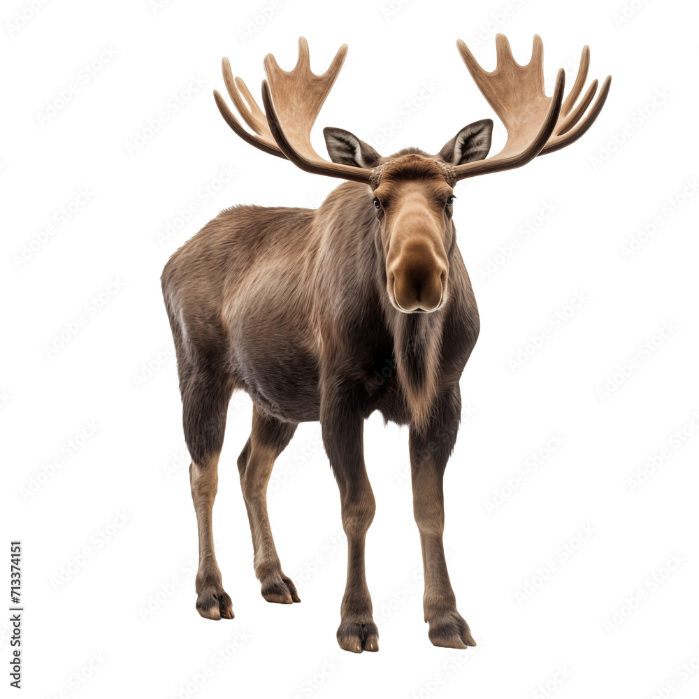 Majestic Moose: Isolated on Transparent and white background. Generative ai Majestic Moose: Isolated on Transparent and white background. Generative ai
