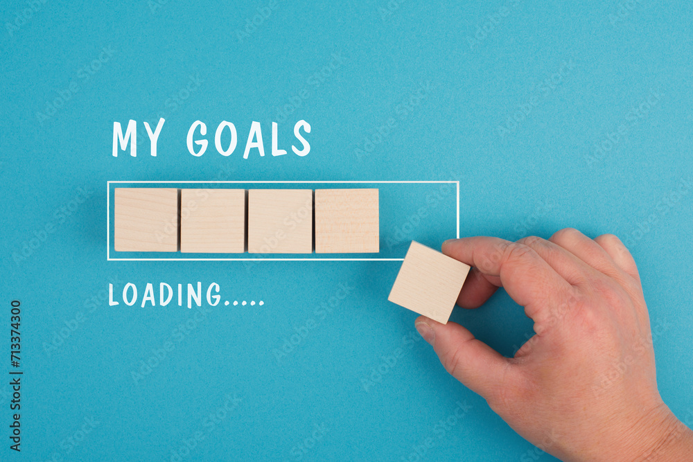 My goals loading, progress bar, personal development, planning the future target, business challenge, success and achievement - obrazy, fototapety, plakaty 