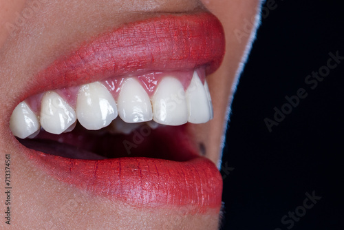 close up of a woman mouth with a smile