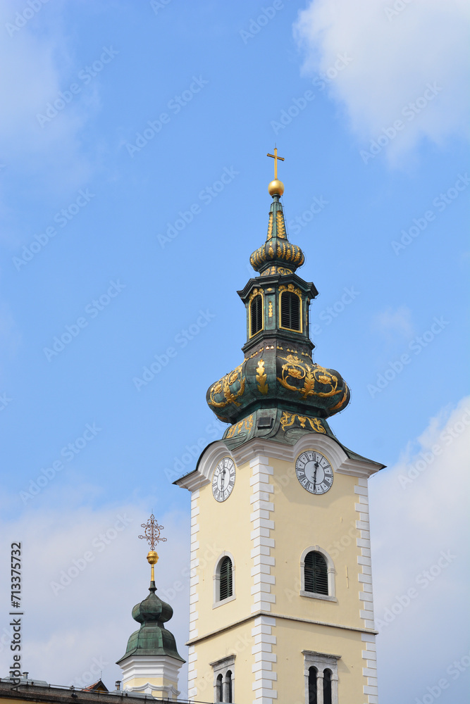Bell tower of the Church of Saint Mary in Zagreb, Croatia