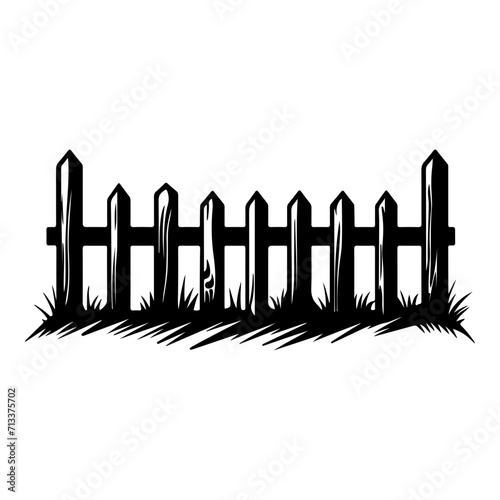 fence icon illustration, fence black silhouette logo svg vector