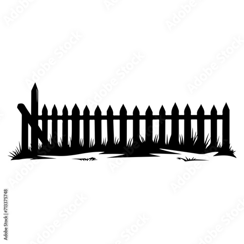 fence icon illustration, fence black silhouette logo svg vector