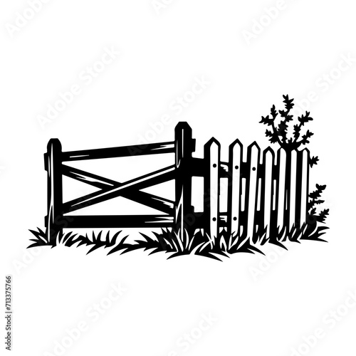 fence icon illustration, fence black silhouette logo svg vector