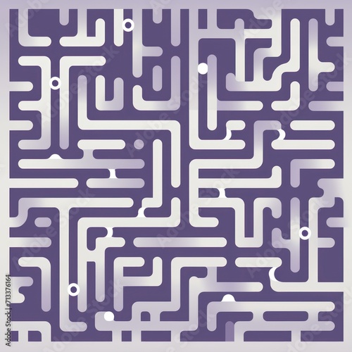 Random maze generator in the style of Jordn Grimmer, flat vector, lavender and gray 