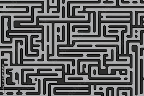 Random maze generator in the style of Jordn Grimmer, flat vector, silver and gray 