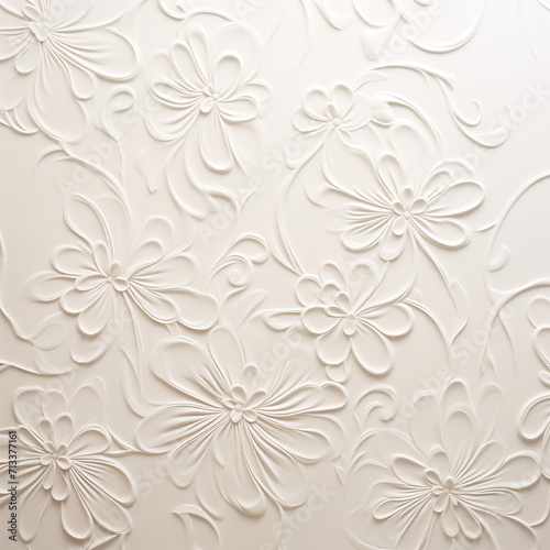 Elegant white floral bas-relief wall panel with three-dimensional flower design.