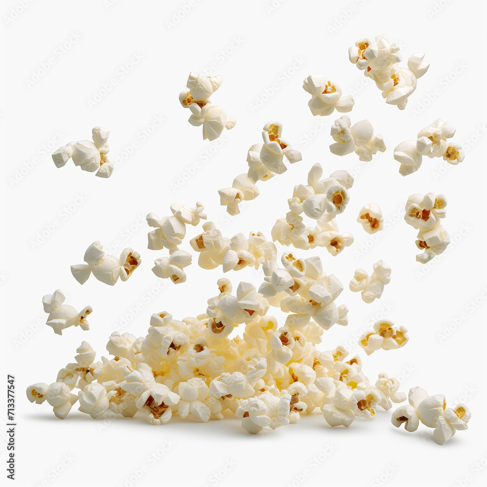 Snack Serenity: Popcorn Bliss on a White Canvas Snack Serenity: Popcorn Bliss on a White Canvas