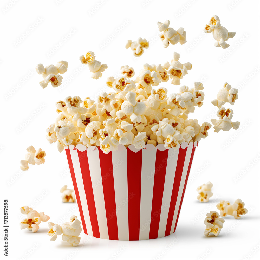 Popcorn Extravaganza: Gourmet Cinema Snacking on a White Canvas Popcorn Extravaganza: Gourmet Cinema Snacking on a White Canvas