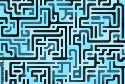 Random maze generator in the style of Jordn Grimmer, flat vector, cyan and gray 