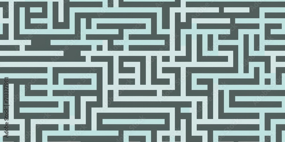 Random maze generator in the style of Jordn Grimmer, flat vector, mint and gray 