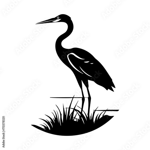 heron on water black silhouette logo svg vector, heron on water icon illustration. photo
