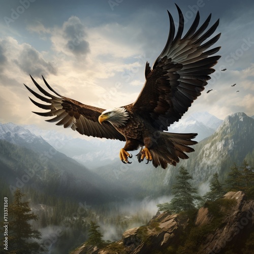 Very nice flying eagle image Generative AI