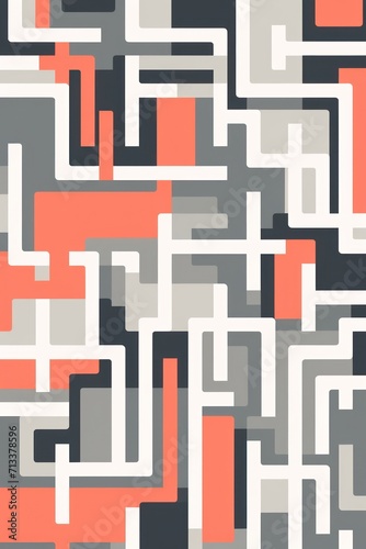 Random maze generator in the style of Jordn Grimmer  flat vector  coral and gray