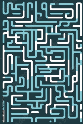 Random maze generator in the style of Jordn Grimmer, flat vector, cyan and gray