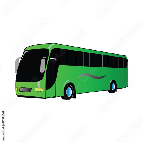 
Vector green tourist or city bus on the road coach vector 3d illustration hand drawn illustration

