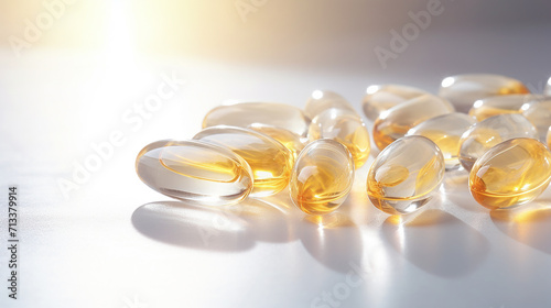 Soft gelatin capsules of white color containing vitamins or oil © alionaprof