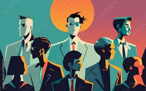 Illustration group of people in urban city in vector graphic 2D, Animation diversity concept in different color human character