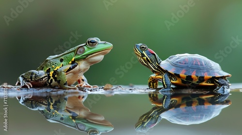 frog vs turle photo