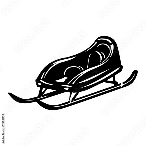 sled icon illustration, sled black silhouette logo svg vector